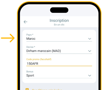 Choisir votre pays parmi les options générées Télécharger Melbet Android